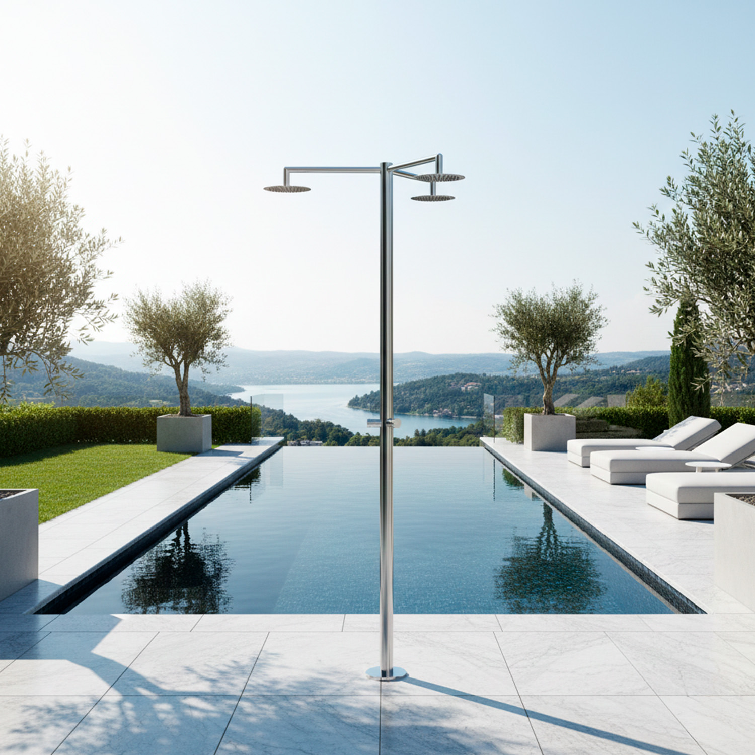 Cerbero three-head multi-user outdoor shower