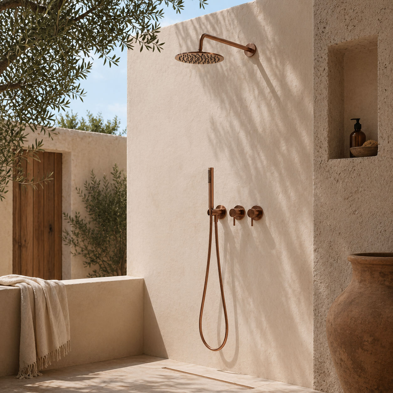 Complete SINED ceiling shower system components