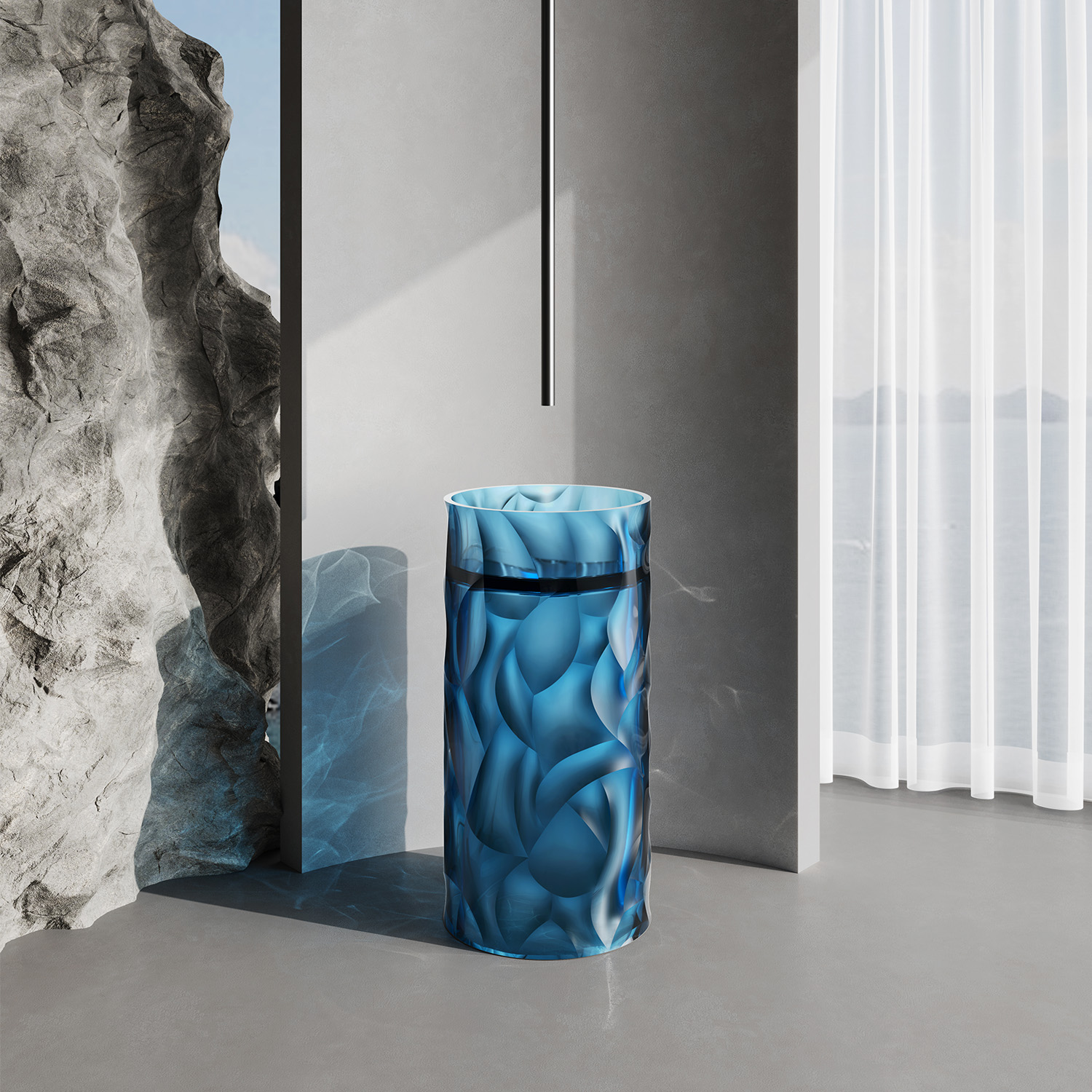 SINED Zefiro transparent blue freestanding basin