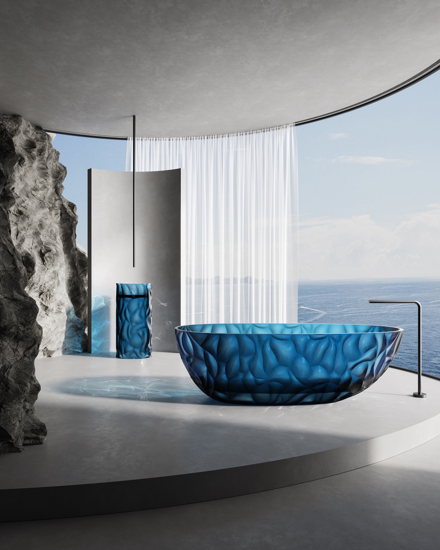 SINED Zefiro transparent blue freestanding bathtub