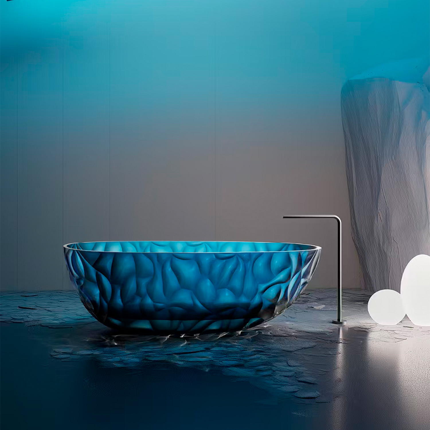 SINED Zefiro transparent blue bathtub