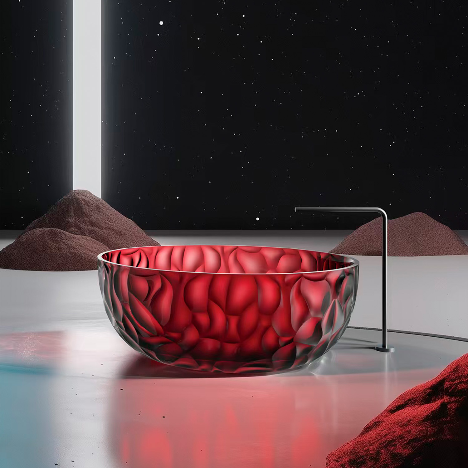 SINED Zefiro transparent red round bathtub